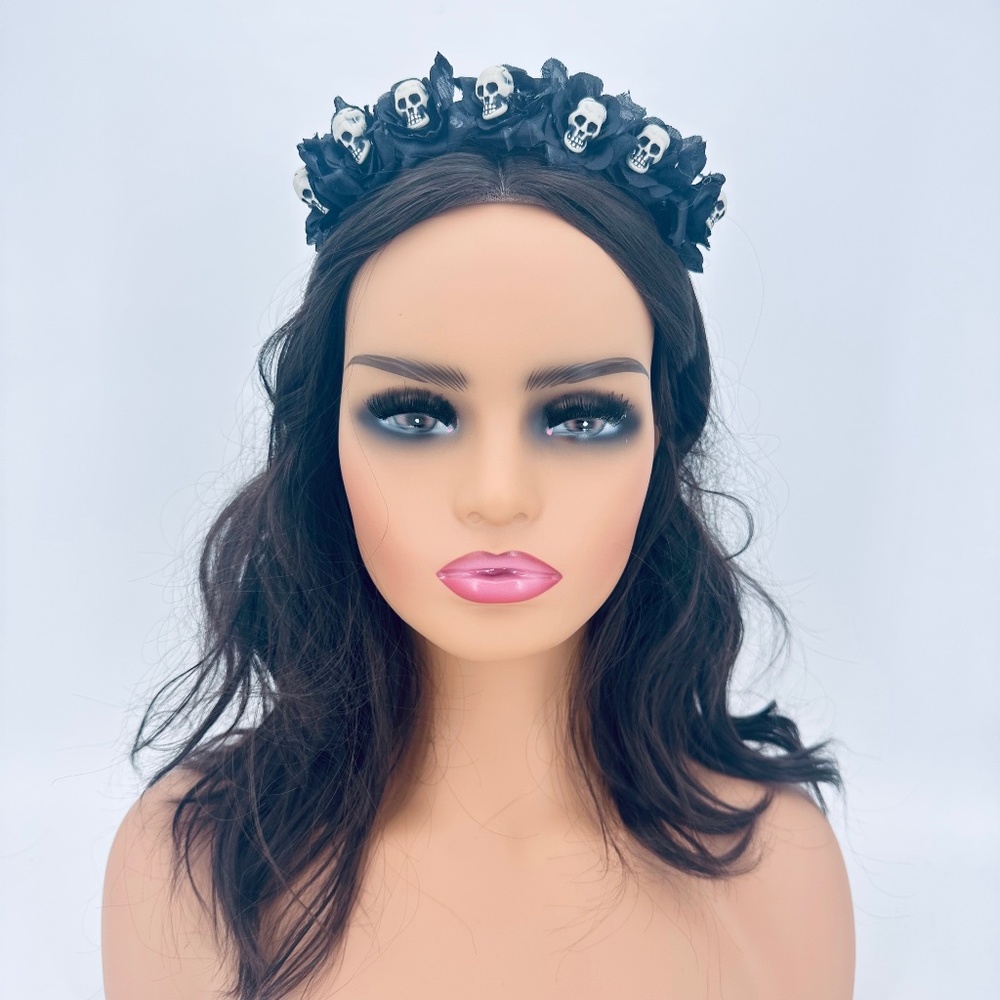 Black Roses Skull Halloween Headband